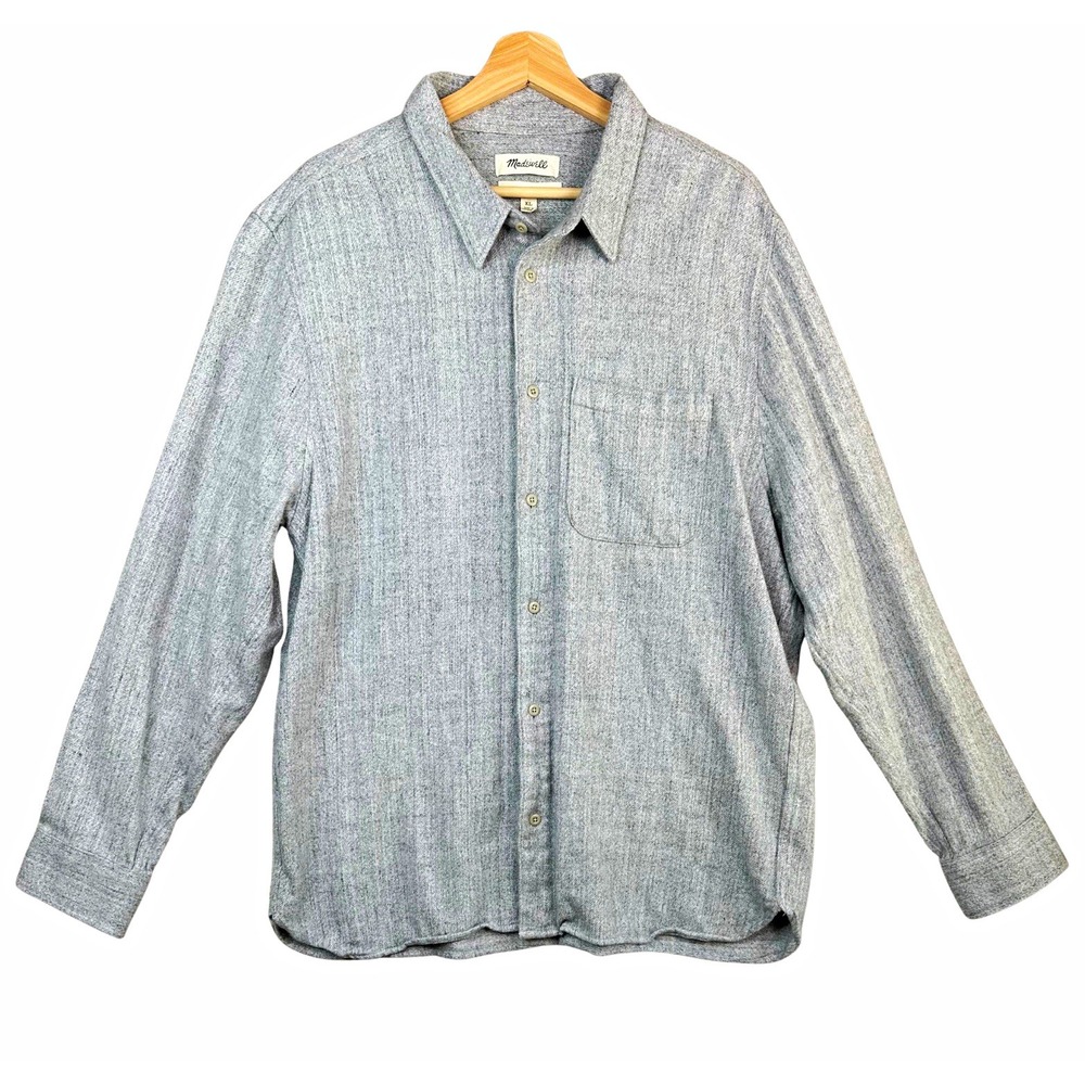 Madewell Men's XL Perfect Fit Gray Cotton Flannel Long Sleeve Shirt
